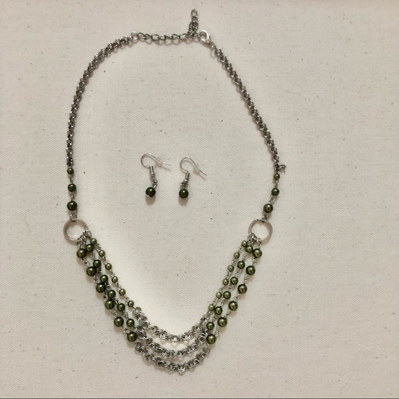 Paparazzi Necklace and Earrings- Green Beads
